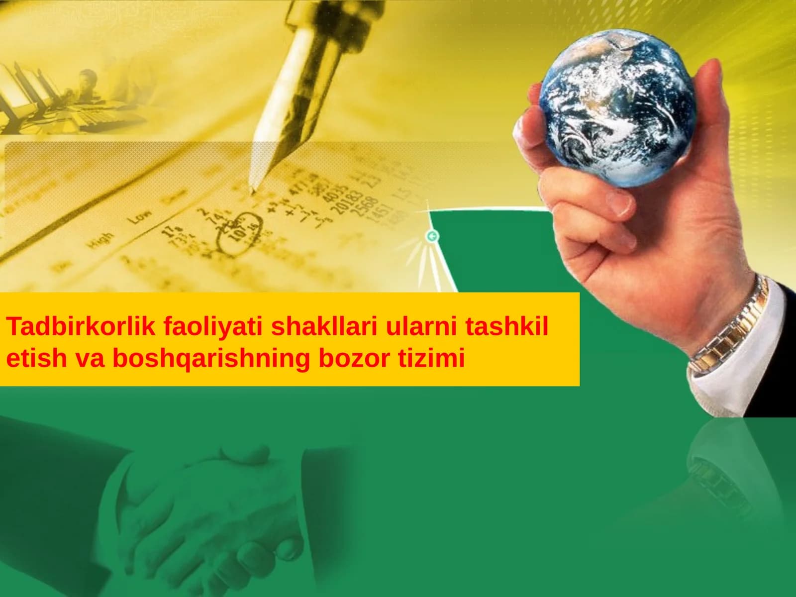 Tadbirkorlik faoliyati shakllari, ularni tashkil etish va boshqarishning bozor tizimi