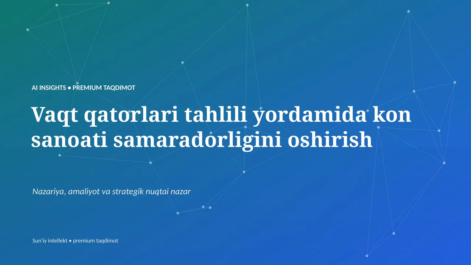 Vaqt qatorlari tahlili yordamida kon sanoati samaradorligini oshirish