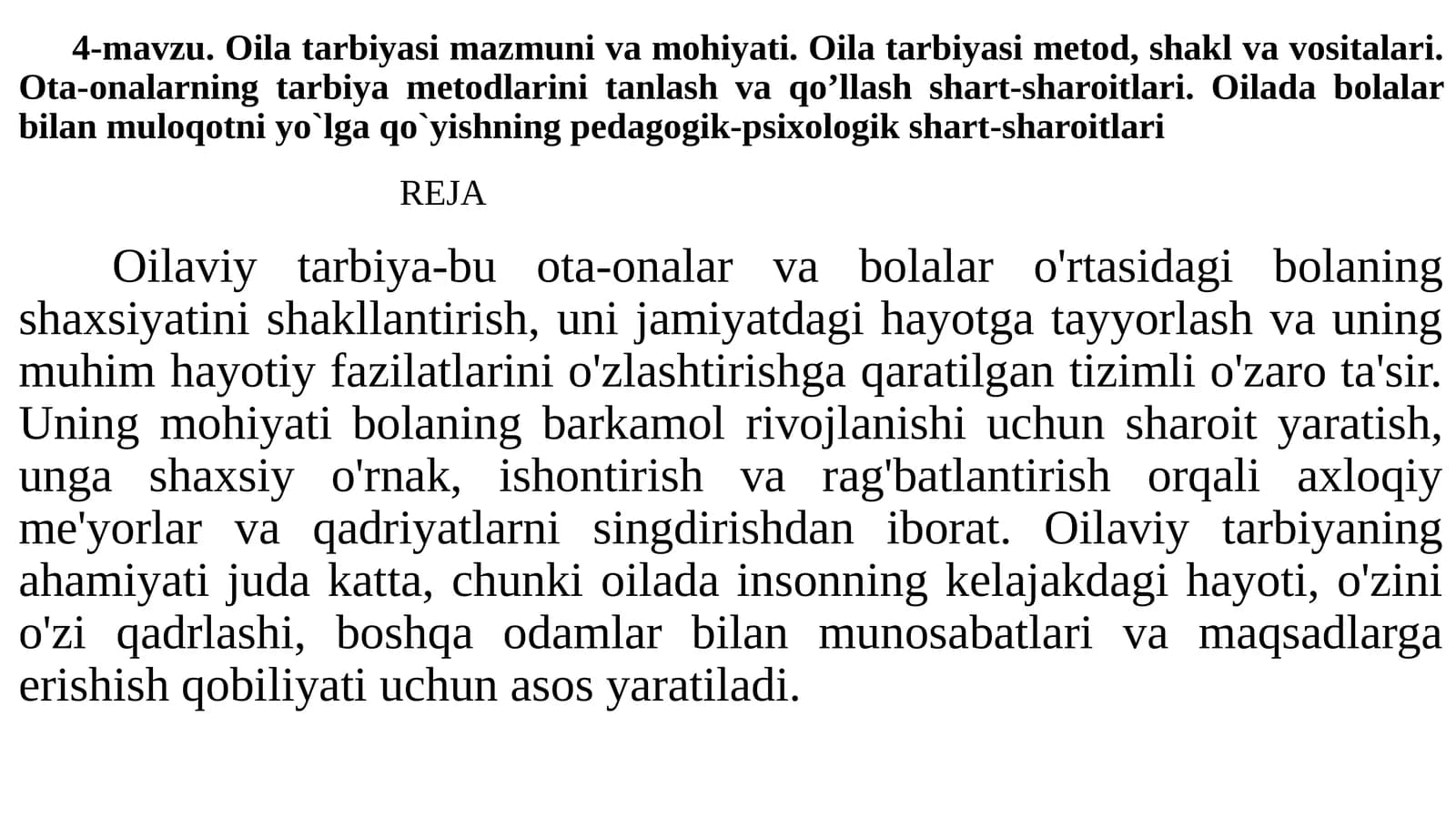 Oilatarbiyasimazmuniva mohiyati