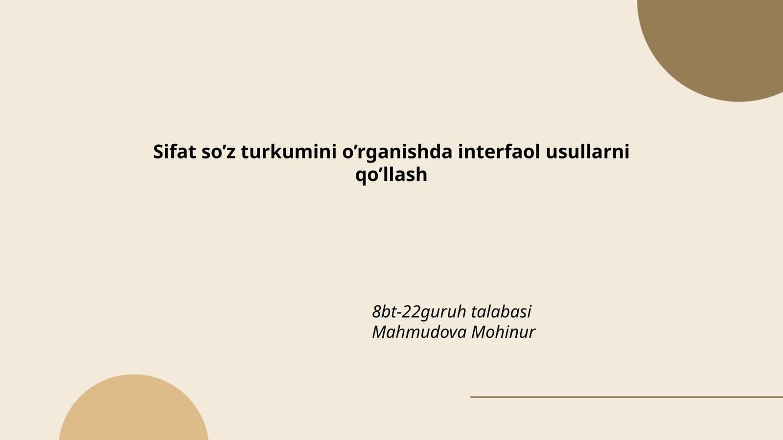 Sifat so’z turkumini o’rganishda interfaol usullarni qo’llash