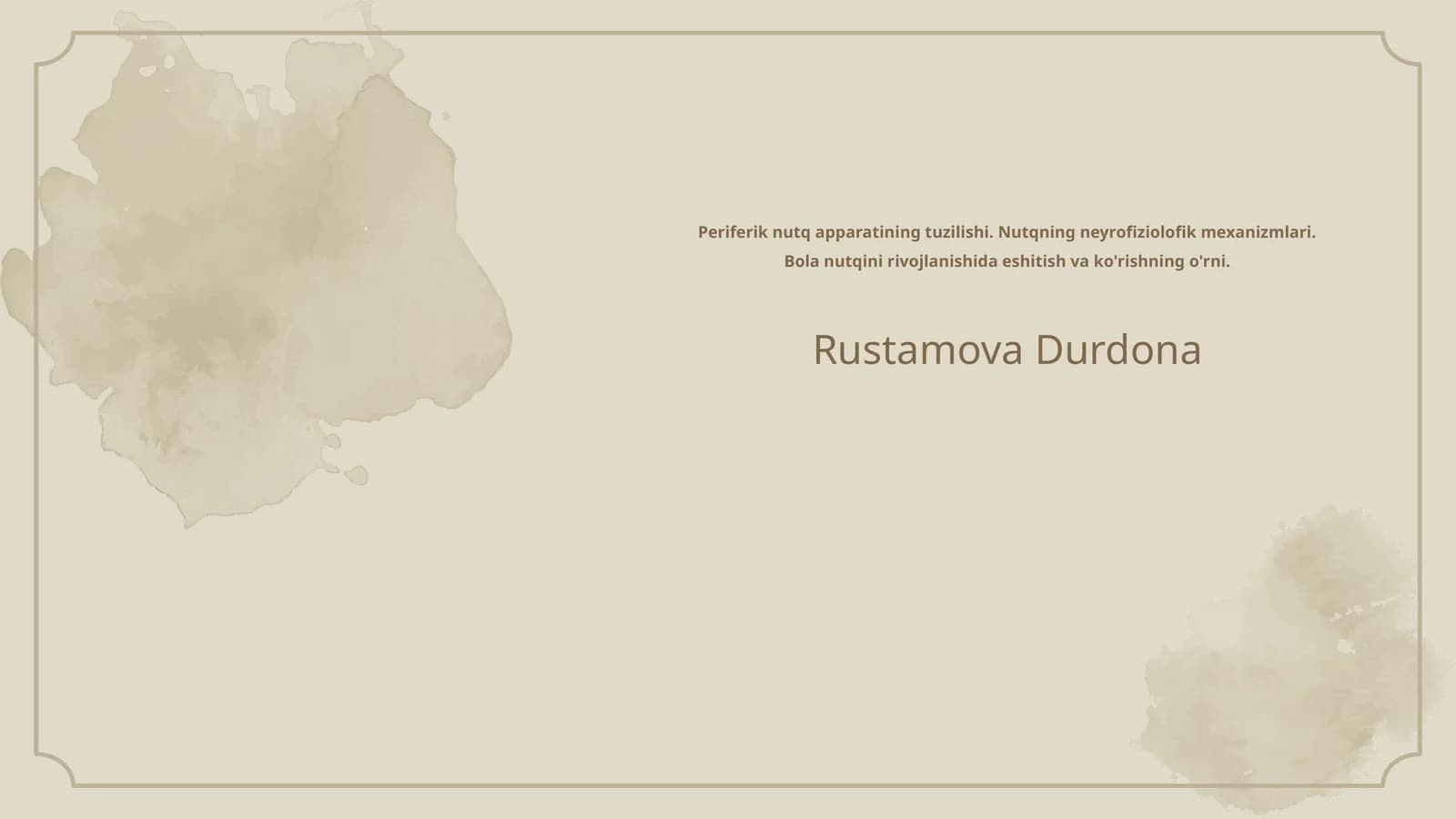 Periferik nutq apparatining tuzilishi. Nutqning neyrofiziolofik mexanizmlari. Bola nutqini rivojlanishida eshitish va ko'rishning o'rni