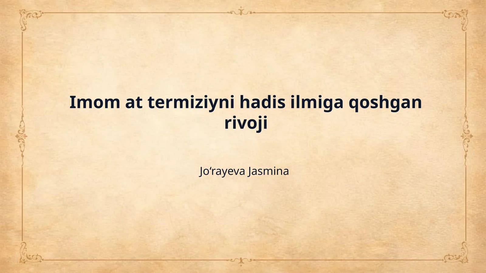 Imom at termiziyni hadis ilmiga qoshgan rivoji