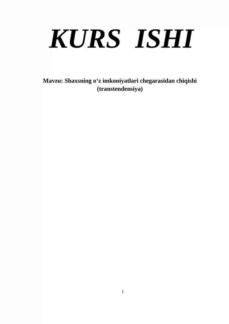 Shaxsning o‘z imkoniyatlari chegarasidan chiqishi (transtendensiya)