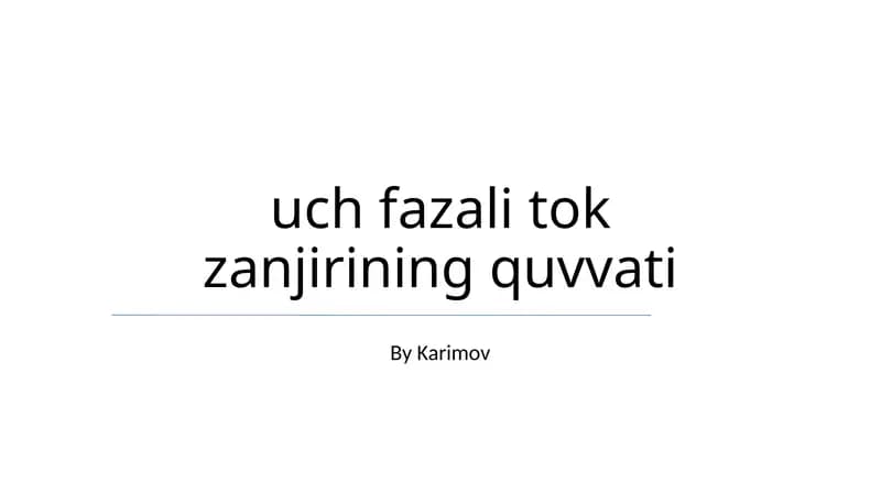 uch fazali tok zanjirining quvvati