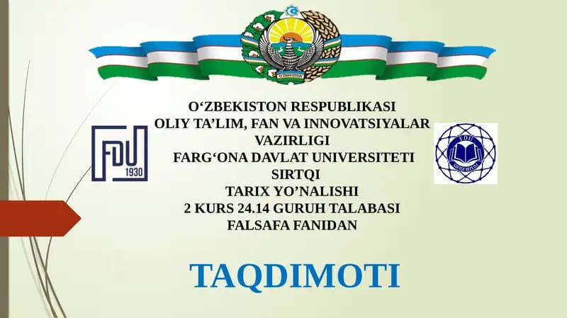 Taqdimot MAHMUDXO'JABEHBUDIYNING "YOSHLARGA MUROJAAT" VA "MUHTARAM" YOSHLARGA MUROJAAT MAQOLALARINI TAHLIL ETISH