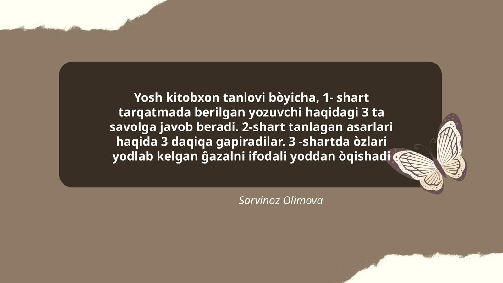 Yosh kitobxon tanlovi bòyicha