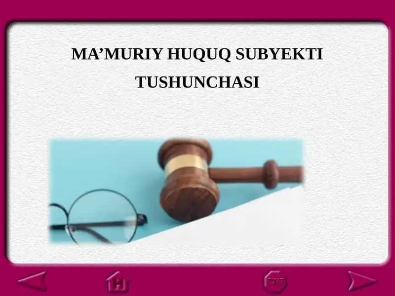 Ma’muriy Huquq Subyekti Tushunchasi