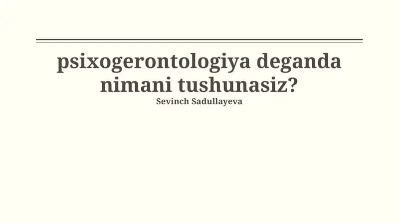 Psixogerontologiya