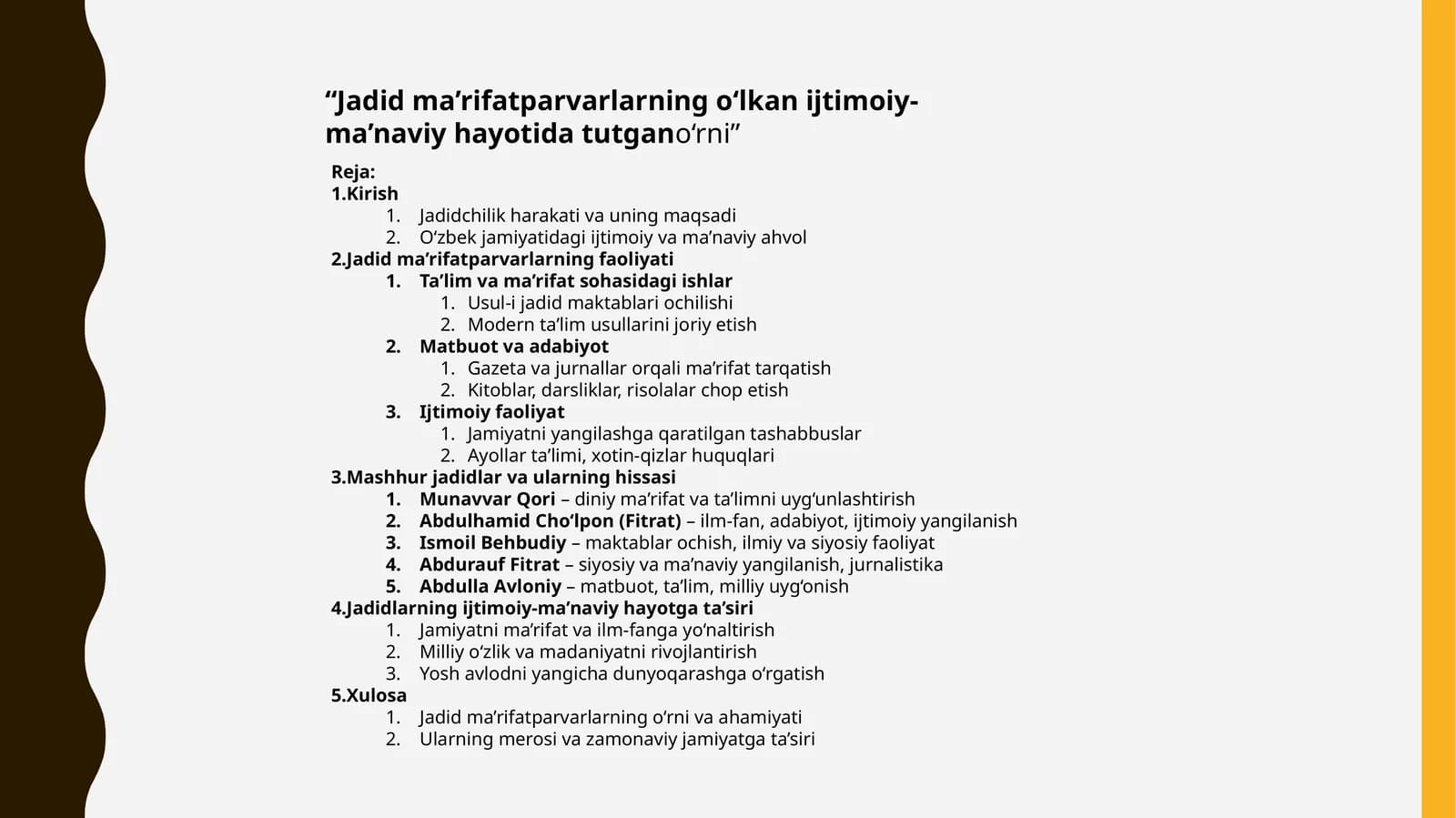 Jadidchilik harakati va uning maqsadi