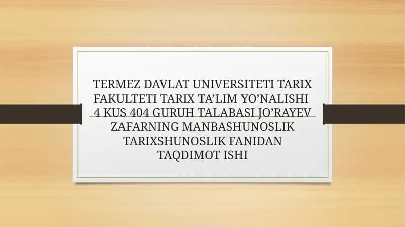 V. V.Bartol’dning O’rta Osiyo tarixini urganishi