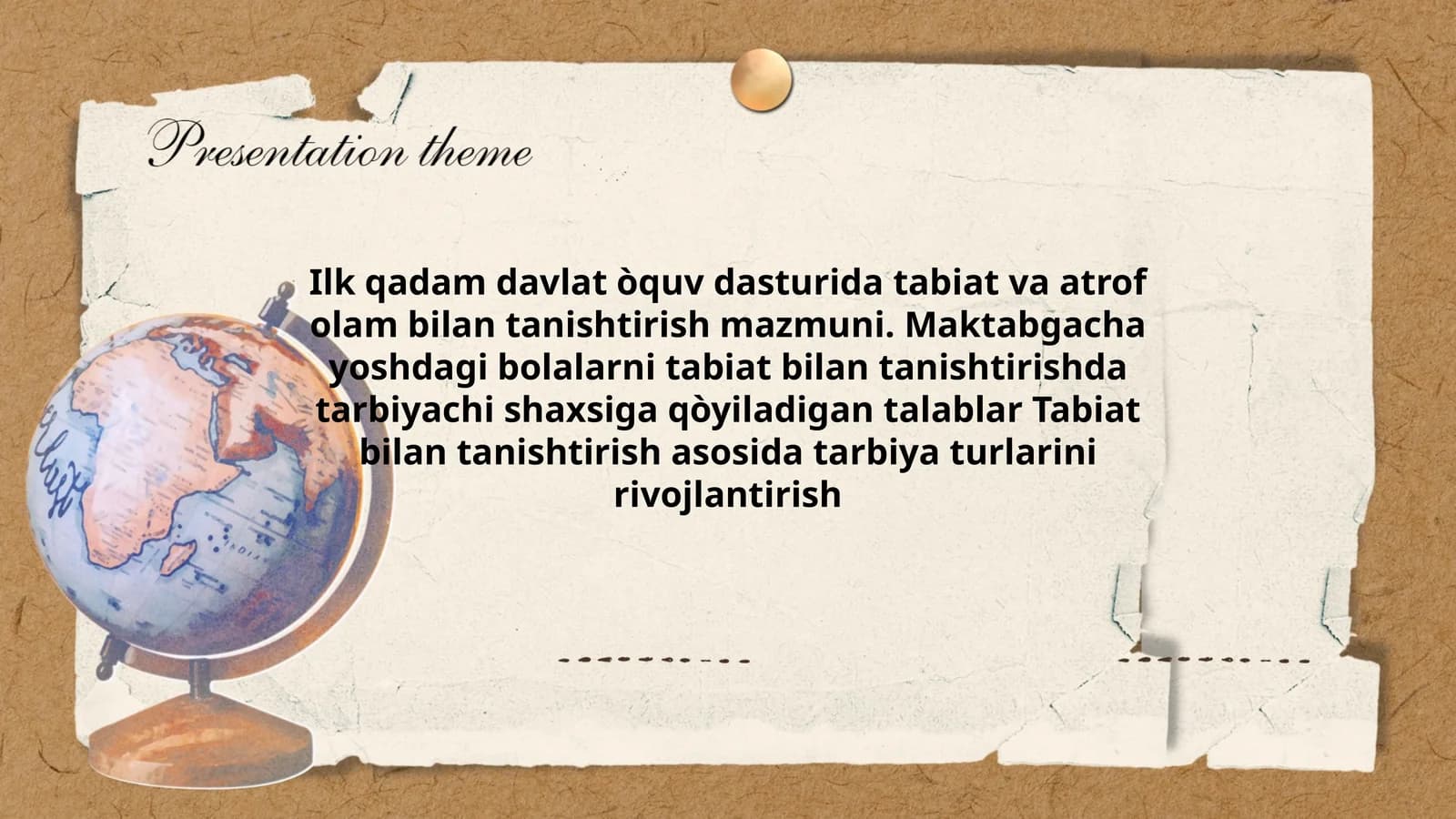 Ilk qadam davlat òquv dasturida tabiat va atrof olam bilan tanishtirish