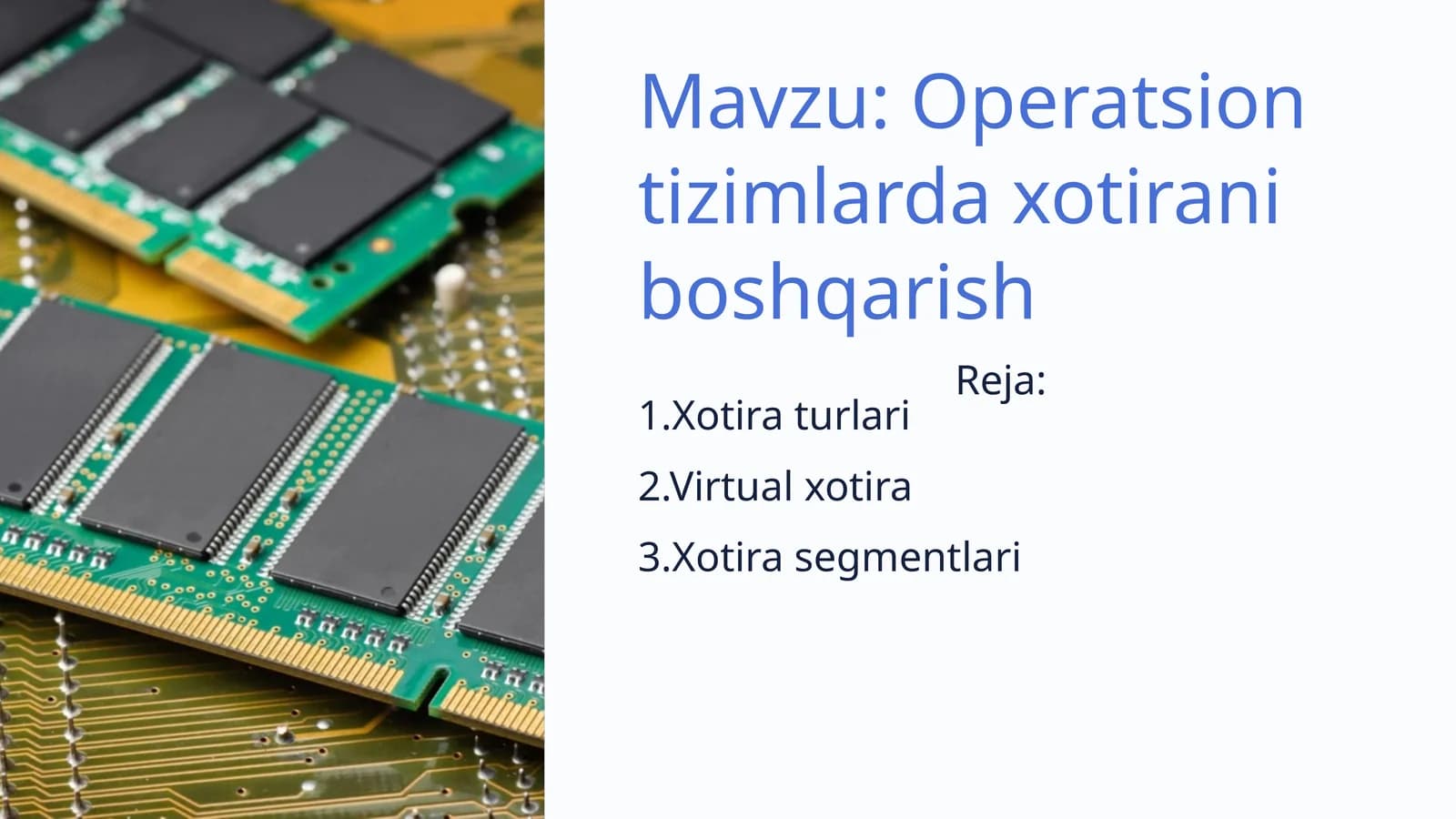 Operatsion tizimlarda xotirani boshqarish