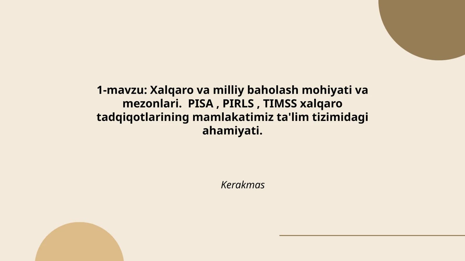 Xalqaro va milliy baholash