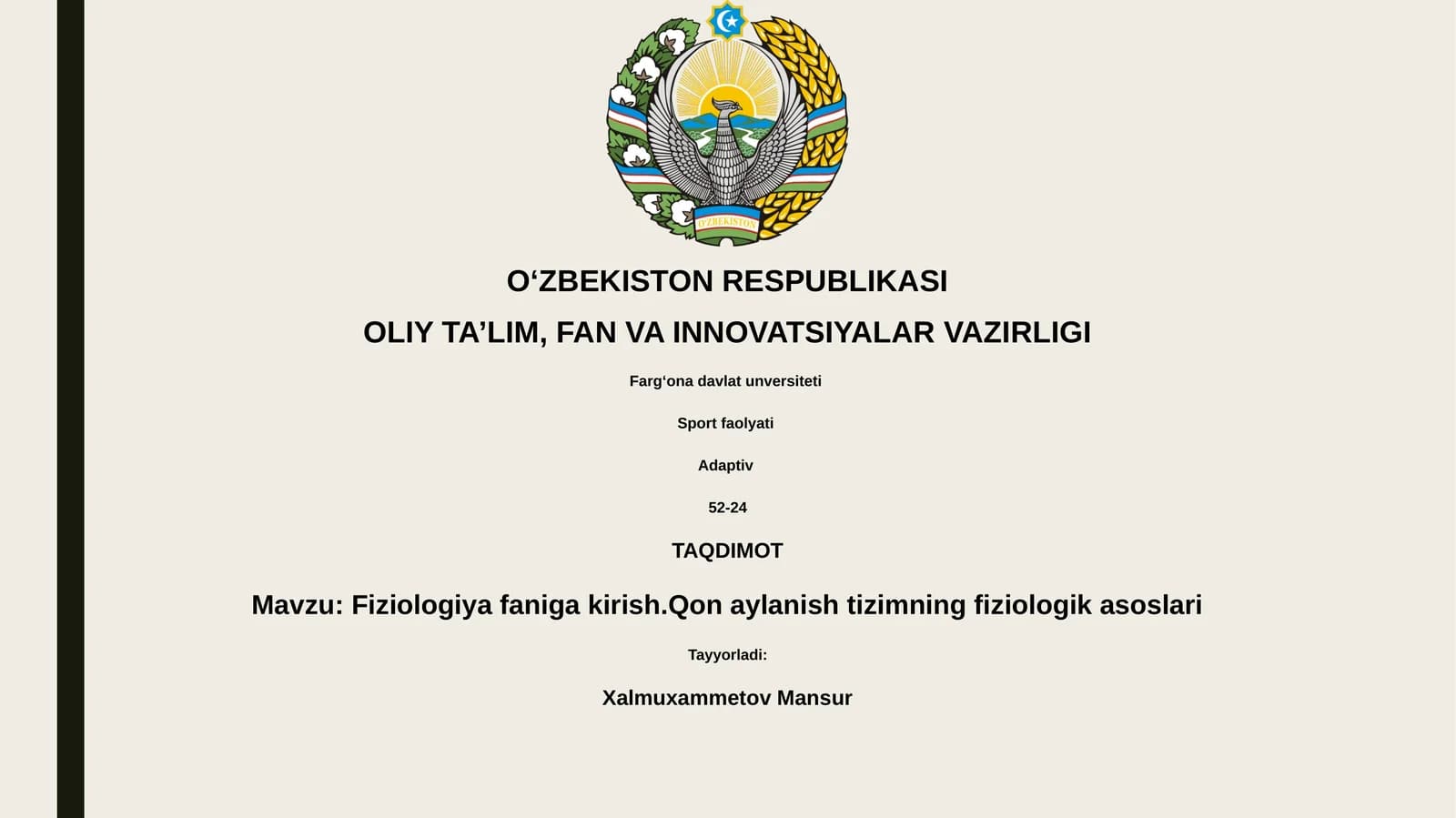Fiziologiya faniga kirish