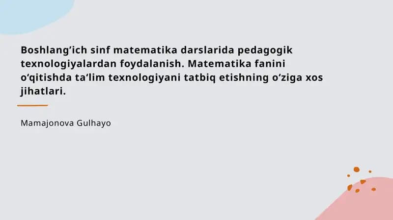 Pedagogik texnologiyalarni joriy etish