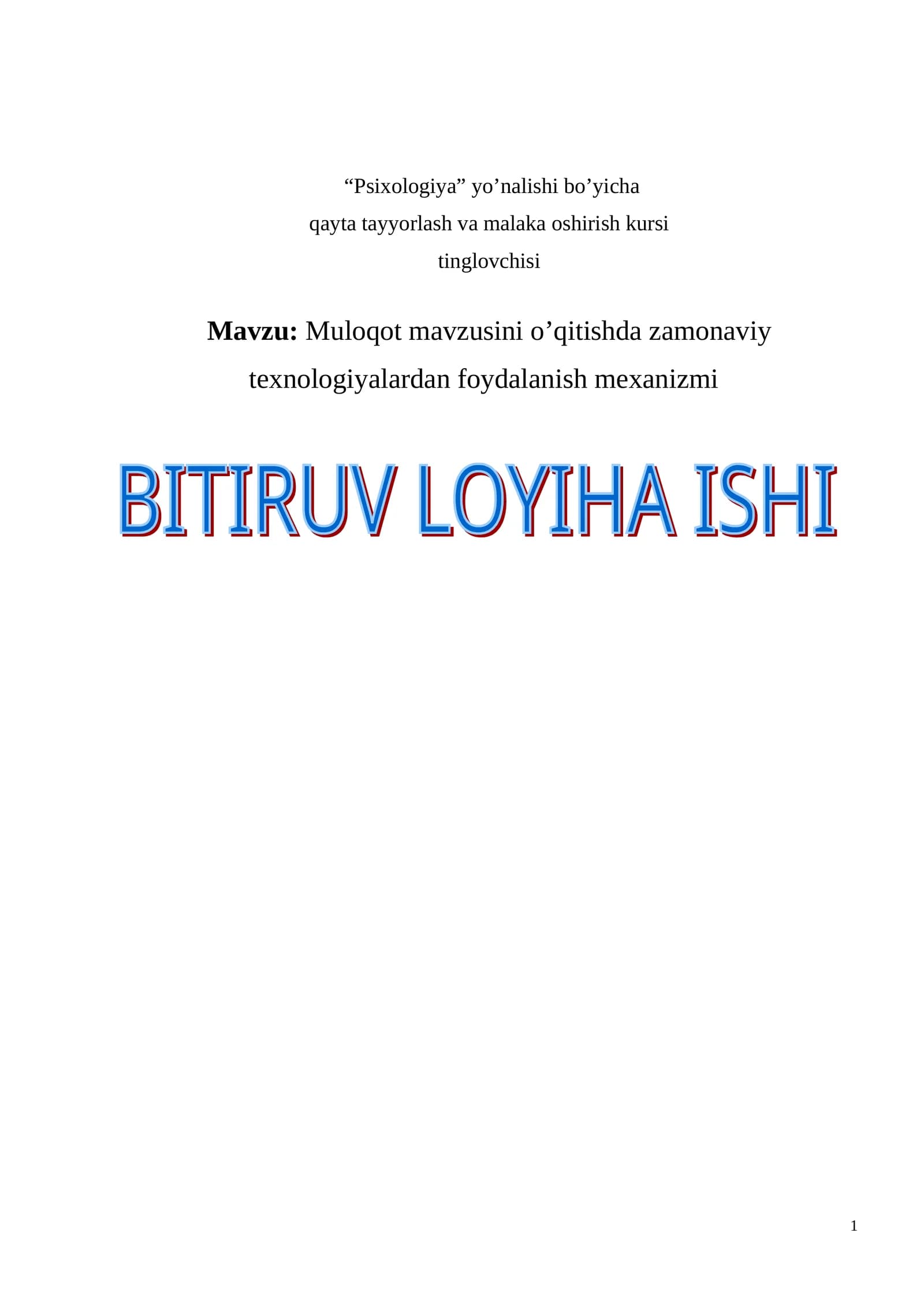 Muloqot mavzusini o’qitishda zamonaviy texnologiyalardan foydalanish mexanizmi