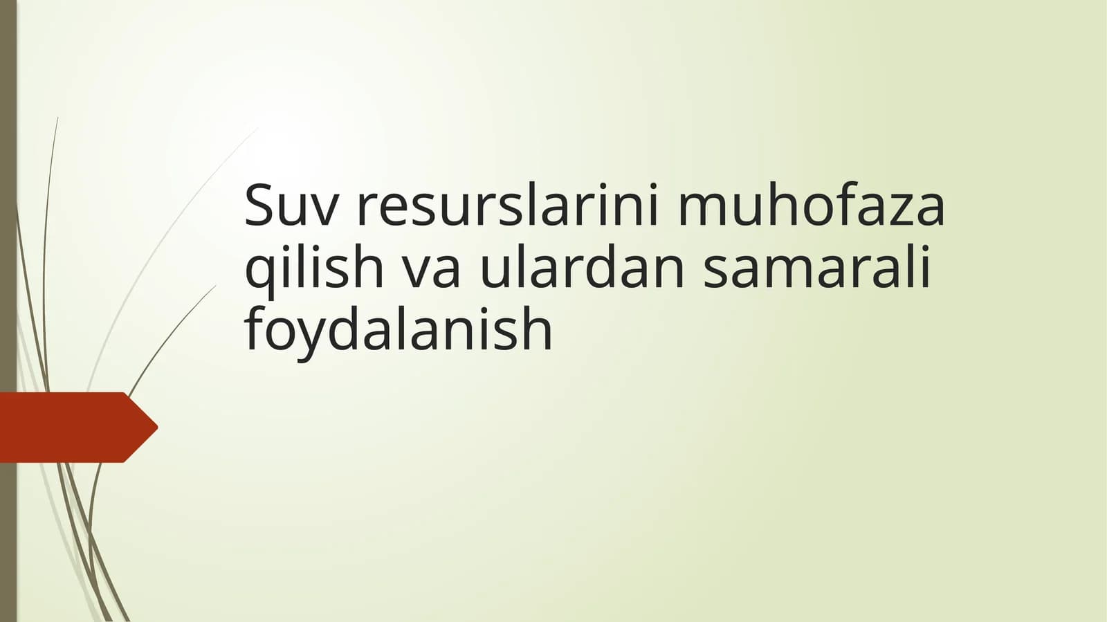 Suv resurslarini muhofaza qilish va ulardan samarali foydalanish