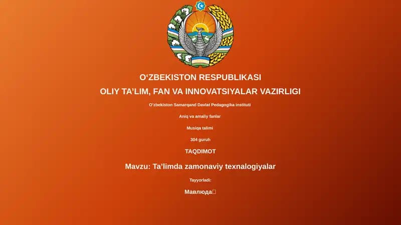 Ta’limda zamonaviy texnologiyalar