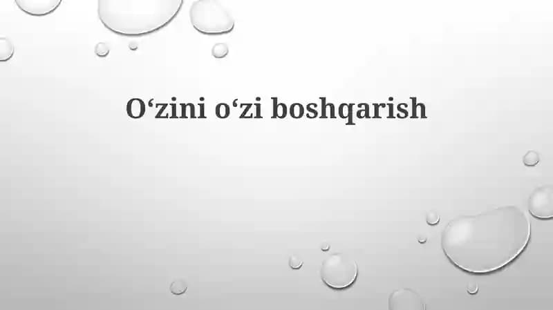 O'z-o'zini boshqarish