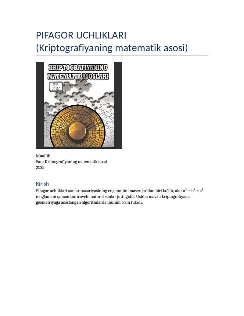 PIFAGOR UCHLIKLARI