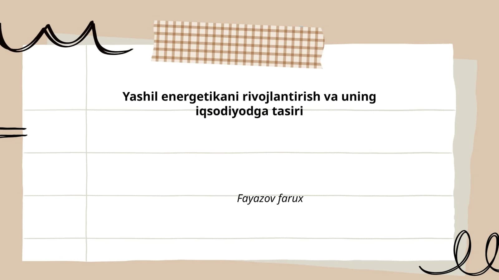 Yashil energetikani rivojlantirish va uning iqsodiyodga tasiri