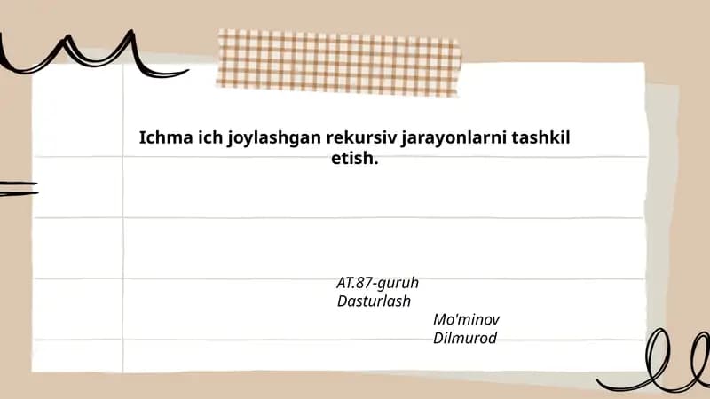 Ichma-ich rekursiyaning taʼrifi va matematik modeli