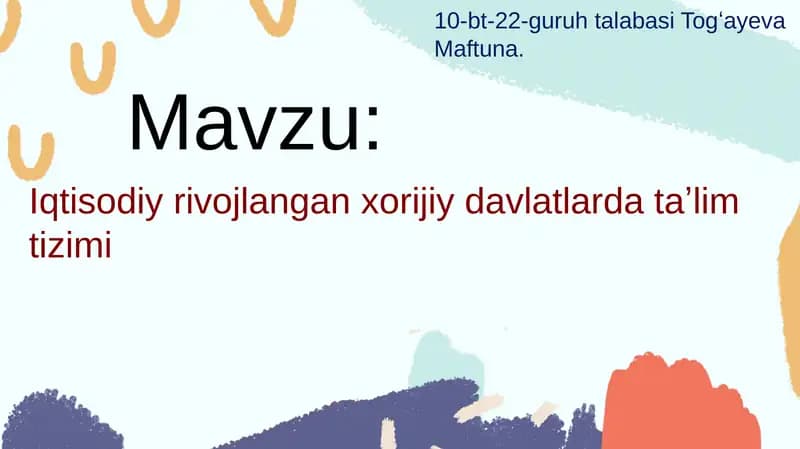 Iqtisodiyrivojlangan xorijiy davlatlar taʼlim tizimi