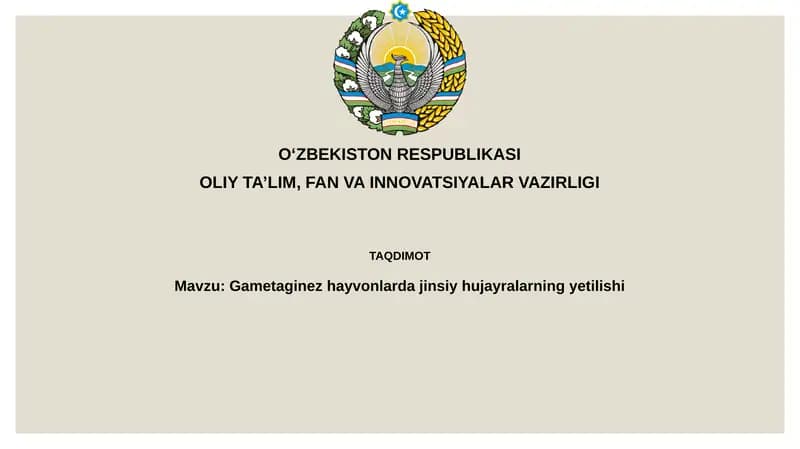 Gametagine zhayvonlarda jinsiy hujayralarning yetilishi