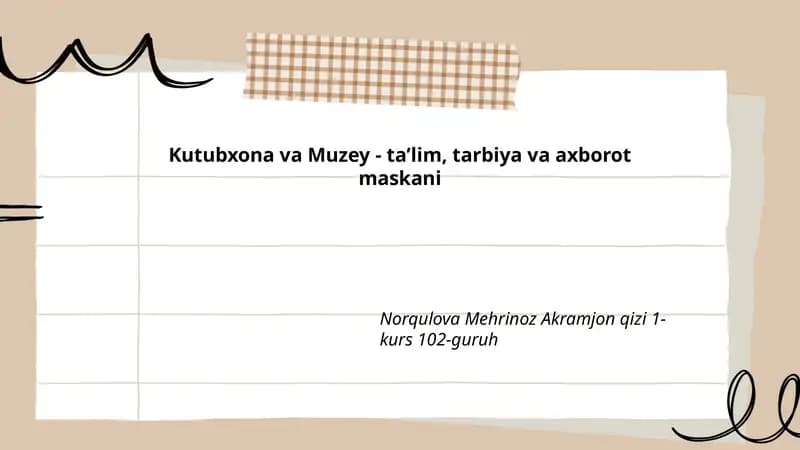 Kutubxona va Muzey