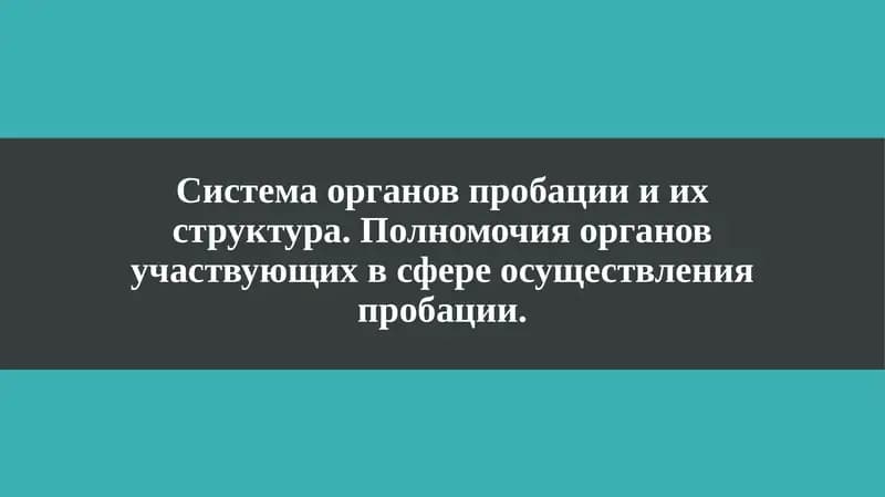 Система органов пробации и их структура