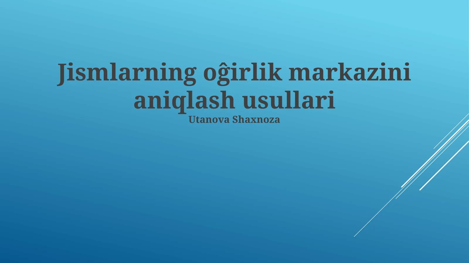 Murakkab jismlar og'irlik markazini aniqlash