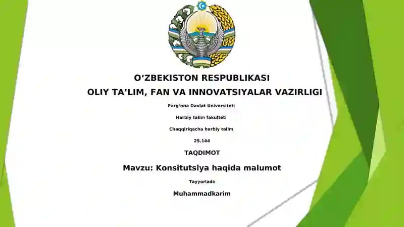 Konsitutsiya haqida malumot