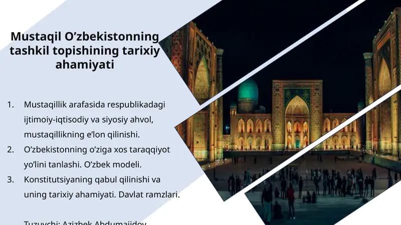 O'zbekistonning tashkili topishi