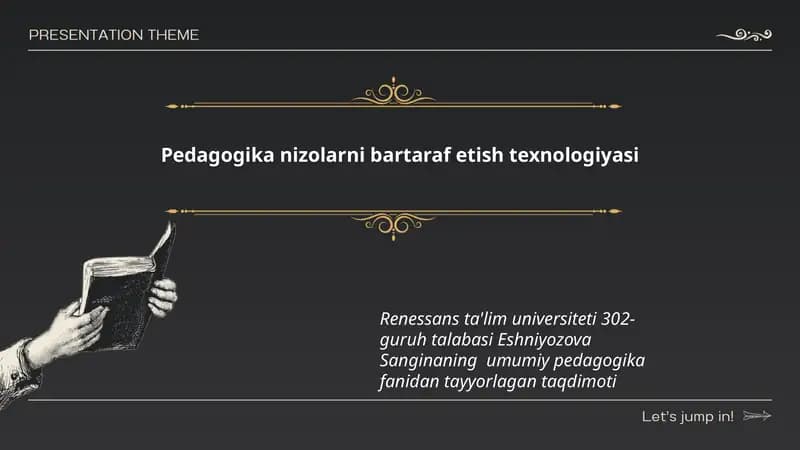 Pedagogika nizolarni bartaraf etish texnologiyasi