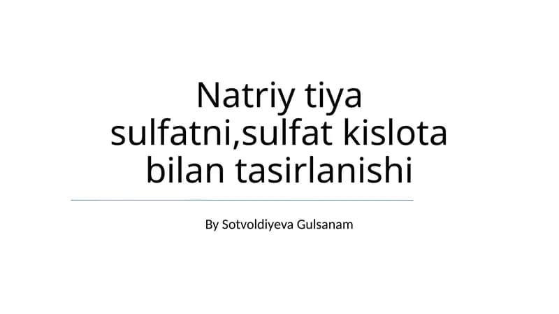 Natriy tiya sulfatni,sulfat kislota bilan tasirlanishi