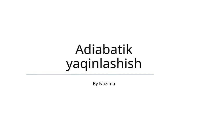 Adiabatik yaqinlashish