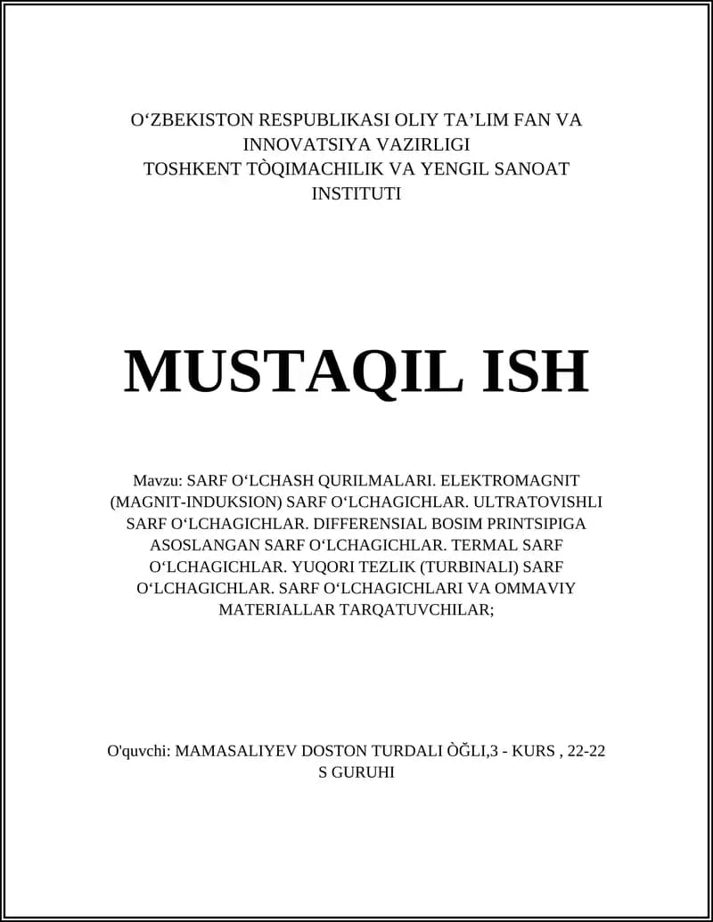 SARF O‘LCHASH QURILMALARI