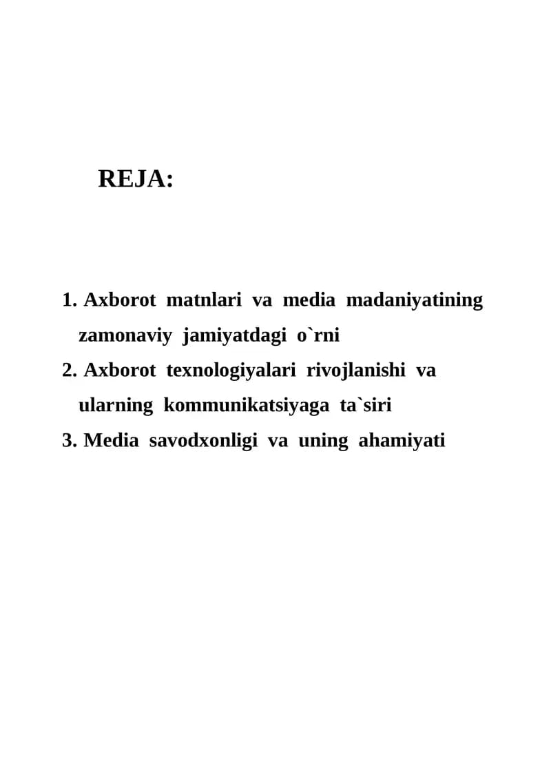 Axborot matni bilan ishlash