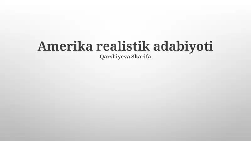 Amerika realistik adabiyoti