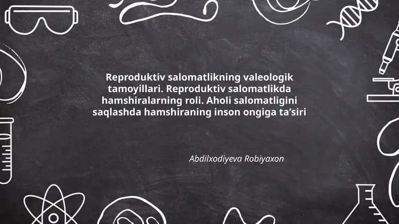 Reproduktiv salomatlikning valeologik tamoyillari