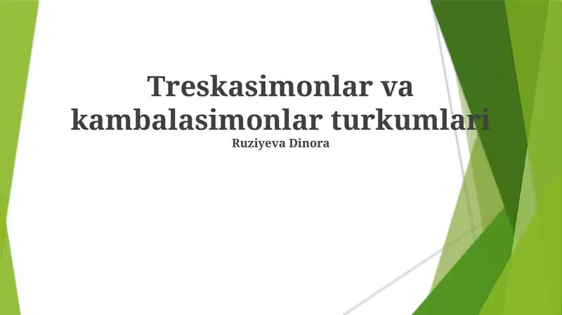 Treskasimonlar va kambalasimonlar turkumlari