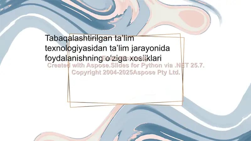Tabaqalashtirilgan taʼlim texnologiyasidan taʼlim jarayonida foydalanishning oʻziga xosliklari