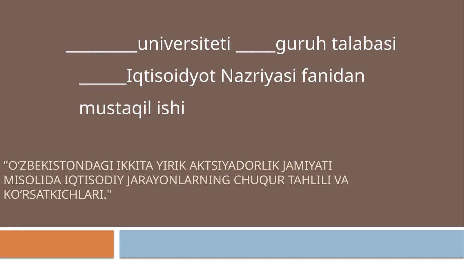 O‘zbekistondagi ikkita yirik Aktsiyadorlik Jamiyati misolidaiqtisodiy jarayonlarning chuqur tahlili va ko‘rsatkichlari