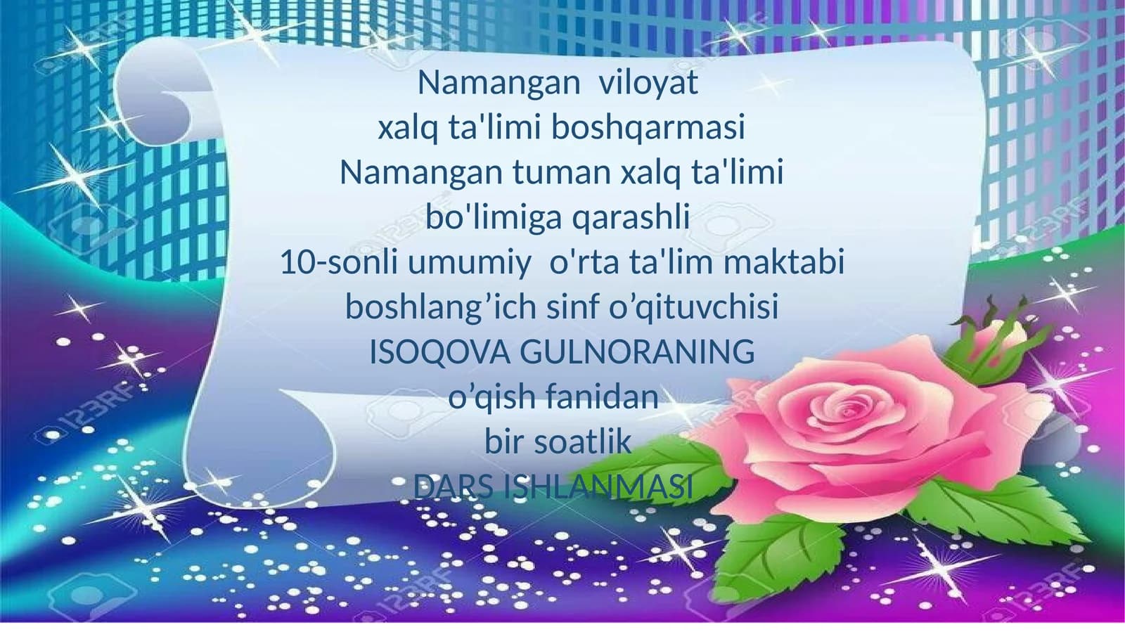 “Dehqon” (SulaymonRahimov) dars ishl anmasi