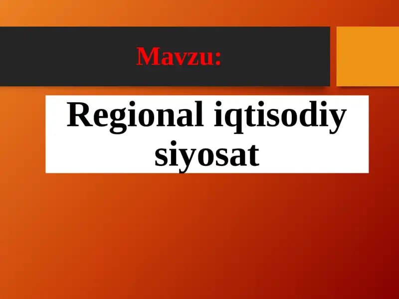 Regional iqtisodiy siyosat