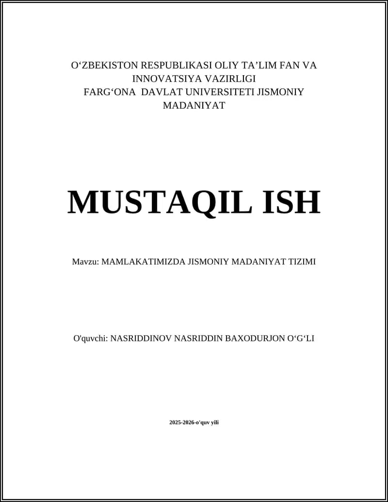 Mamlakatimizda jismoniy madaniyat tizimi