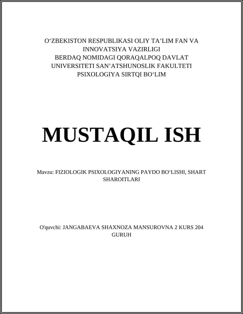 Fiziologik Psixologiya