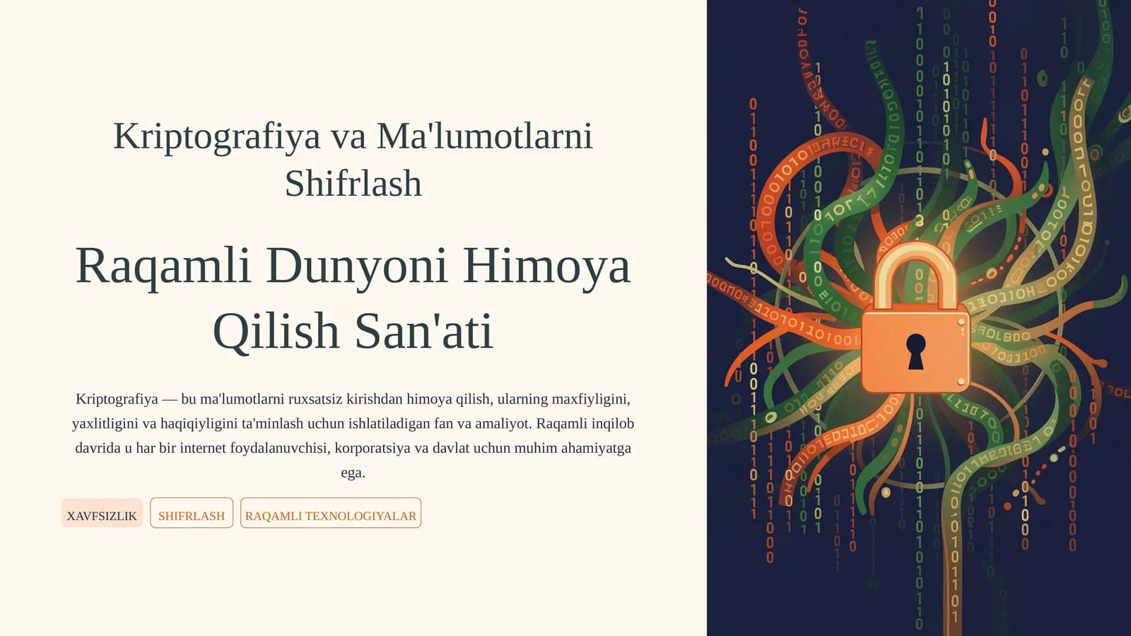 Kriptografiya va Ma'lumotlarni Shifrlash