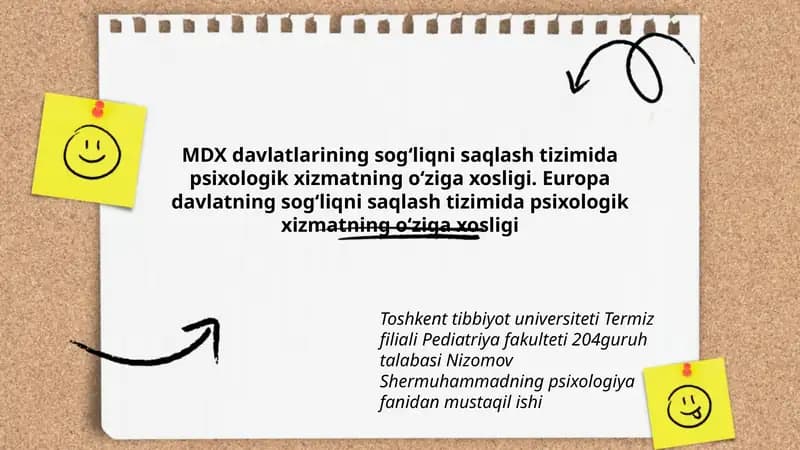 Psixologik xizmatning oʻziga xosligi