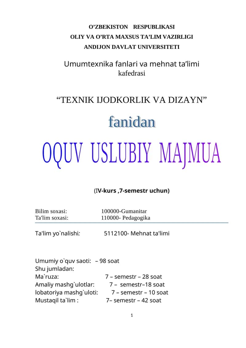 Texnik Ijodkorlik va Dizayn
